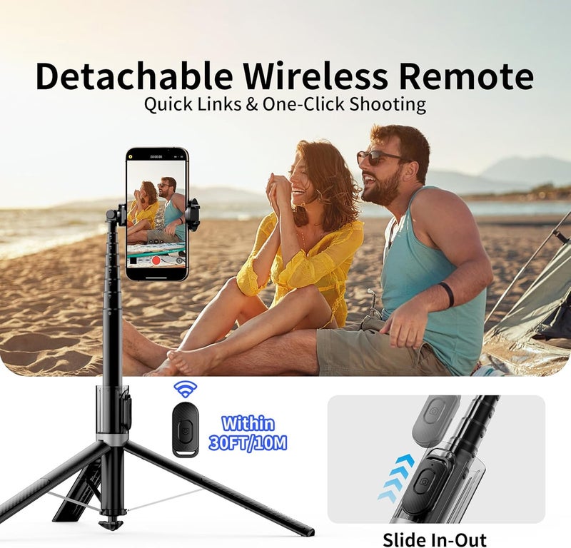 KOLOOBO حامل ثلاثي القوائم للهاتف 67'' تلقائي، عصا سيلفي تفتح تلقائيًا لجهاز iPhone مع جهاز تحكم عن بُعد، حامل هاتف قابل للتدوير 360° وقابل للتمديد لتسجيل الفيديو، حامل ثلاثي القوائم مستقر متوافق مع iPhone وAndroid - Image 5